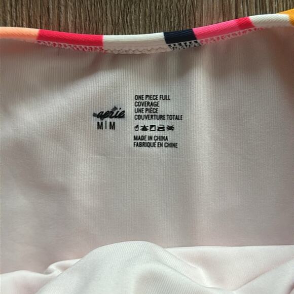 Aerie Multicolor Stripe Full Coverage One Piece Swimsuit Medium - Picture 2 of 3